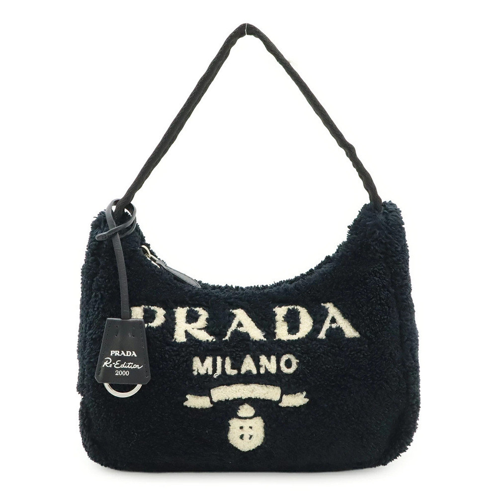 Prada Terry Re Edition Bag Shoulder Handbag Triangle Pile NERO Black